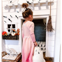 Be Mi Los Angeles Organic Giselle Dress with long sleeves and ombre design, flowing and elegant for casual or semi-formal wear.