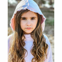 Pink Organic Benji Hoodie sweatshirt by Be Mi Los Angeles, showing the cozy, casual fit and soft fabric.