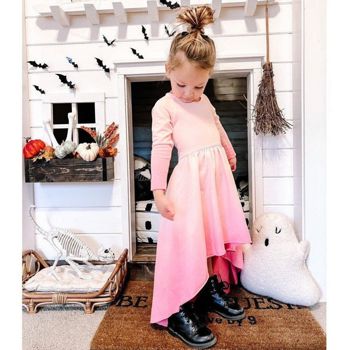 Organic Giselle Dress by Be Mi Los Angeles featuring long sleeves and an ombre design, displayed in a stylish dress photo.